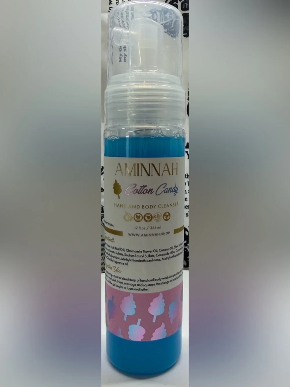 AMINNAH “Cotton Candy” Hand & Body Cleanser and 2 Lip Glosses NEW
